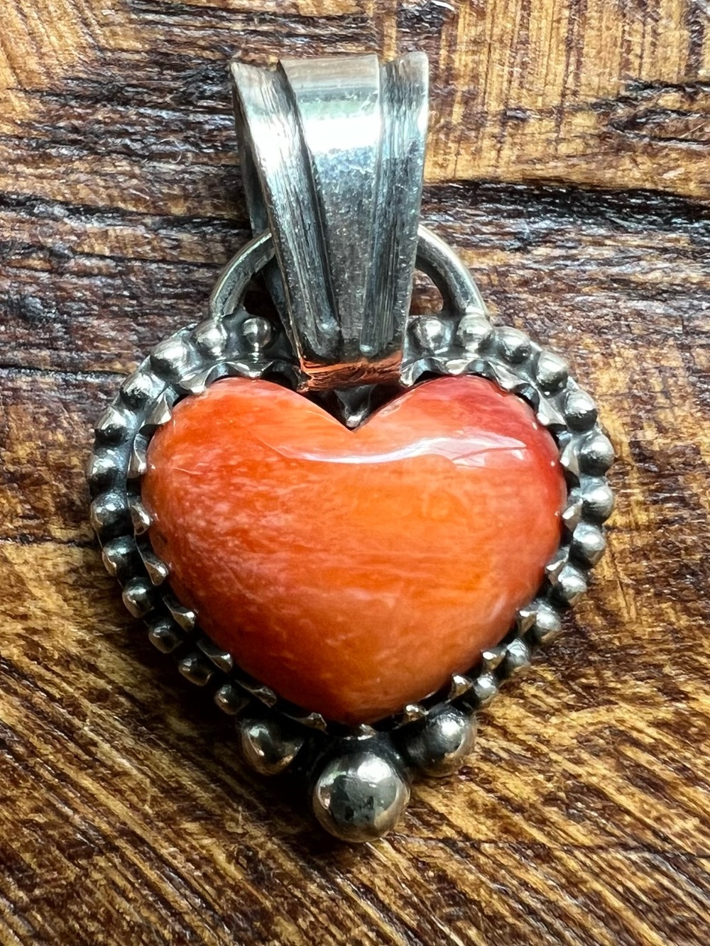 Sterling Silver Spiny Oyster Heart Pendant Southwestern